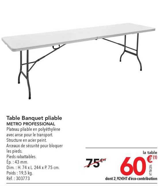 table banquet pliable metro professional