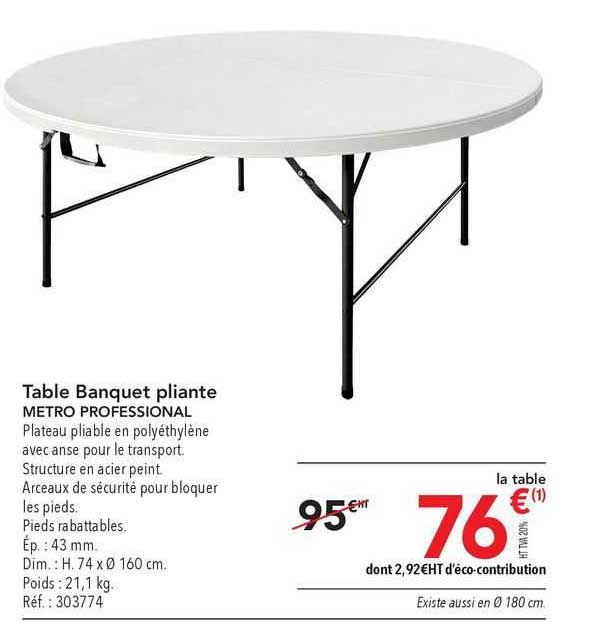 table banquet pliante metro professional