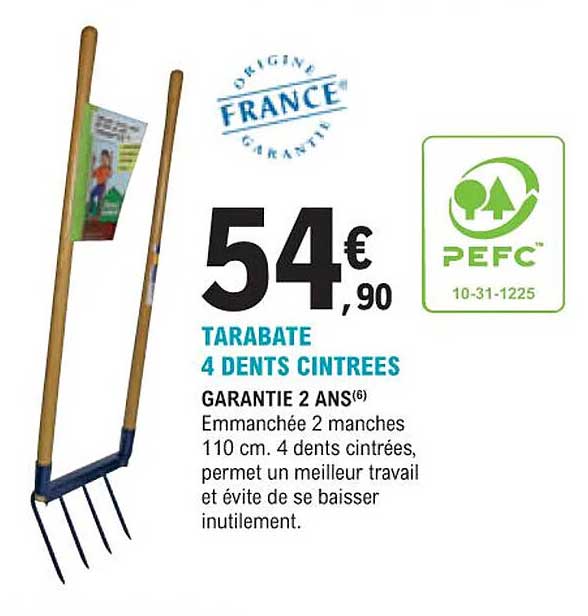 tarabate 4 dents cintrées