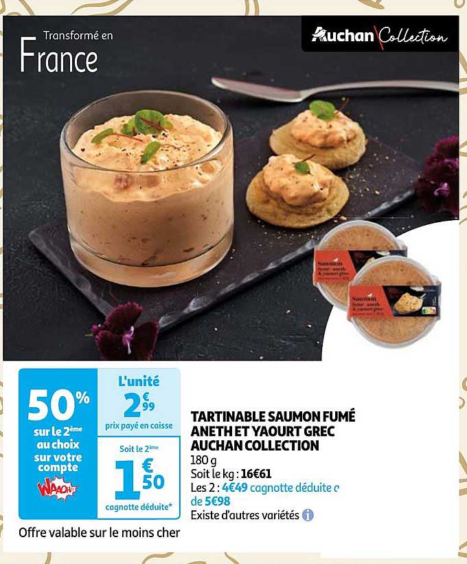 tartinable saumon fumé aneth et yaourt grec auchan collection
