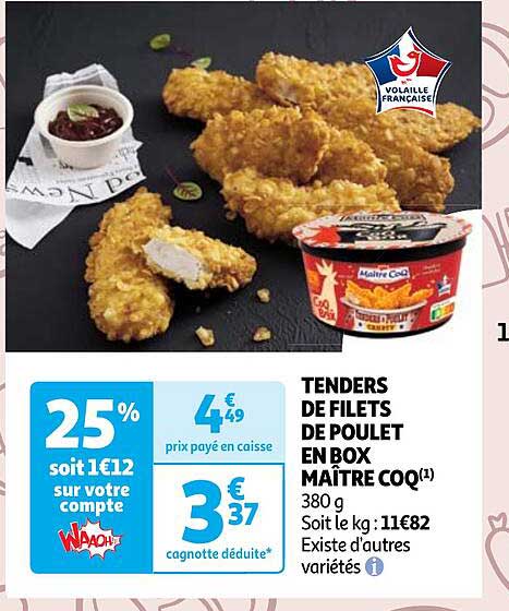 tenders de filets de poulet en box maître coq