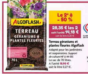 terreau géraniums et plantes fleuries algoflash