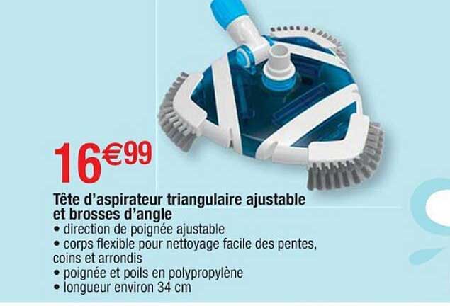 tête d'aspirateur triangulaire ajustable et brosses d'angle