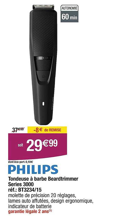 tondeuse à barbe beardtrimmer séries 3000 philips