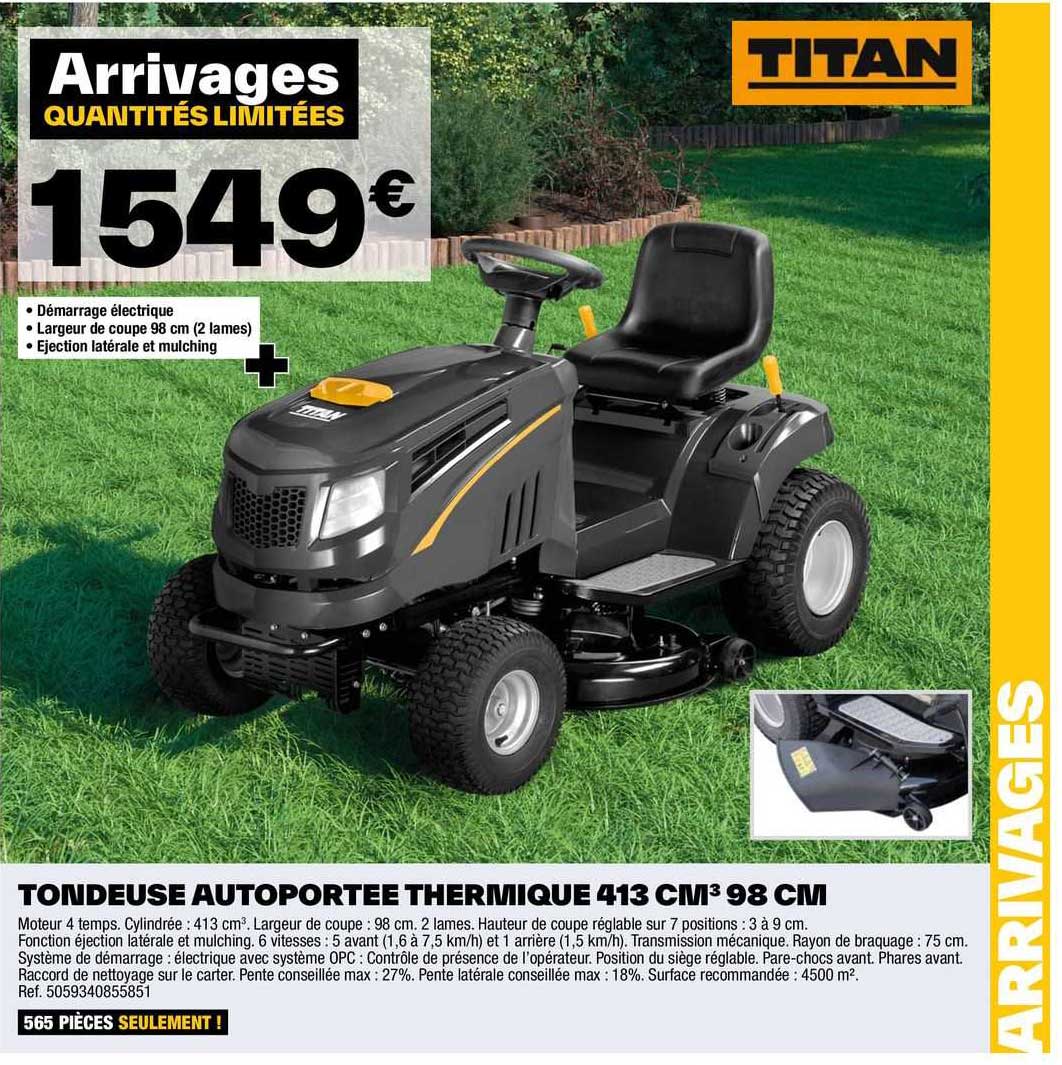 Tondeuse Autoportée Thermique 413 Cm³ 98 Cm Titan