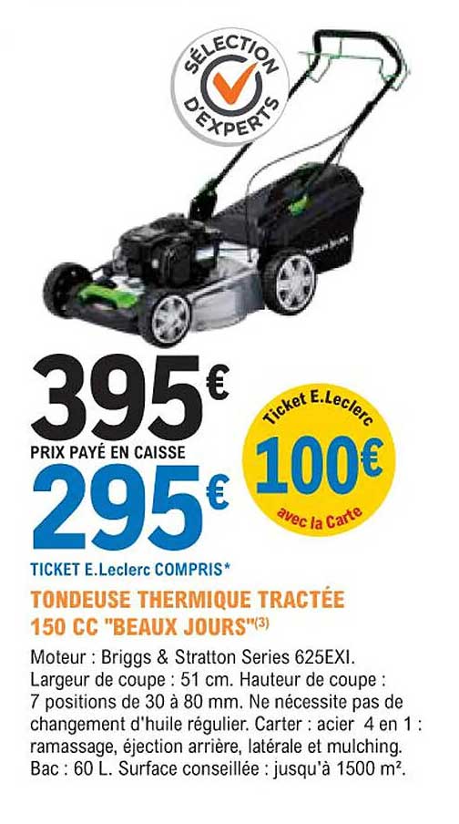 tondeuse thermique tractée 150 cc "beaux jours"