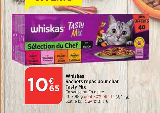 whiskas sachets repas pour chat tasty mix