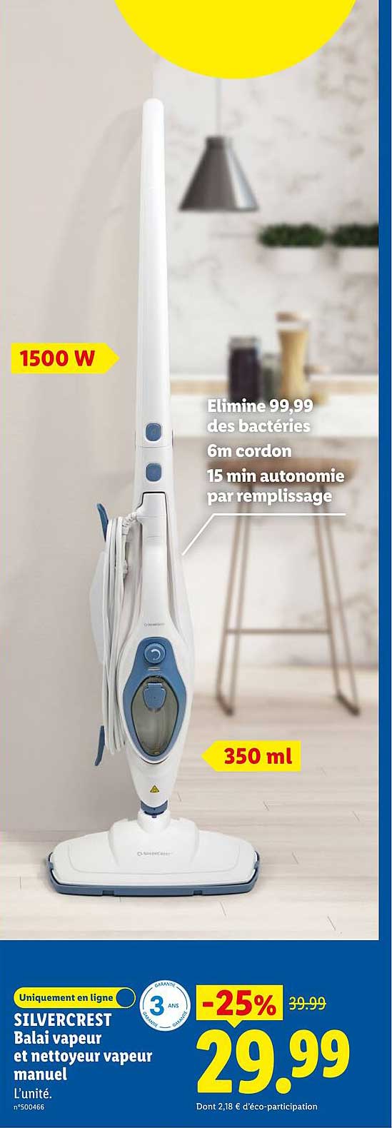 SILVERCREST Balai vapeur et nettoyeur vapeur manuel