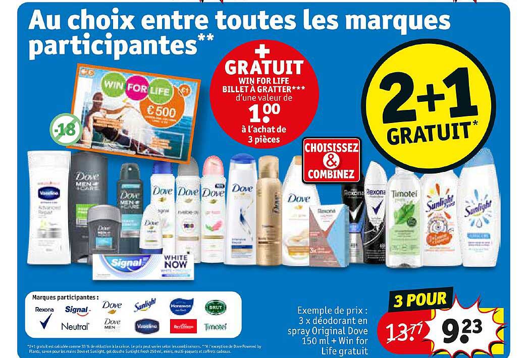 3x déodorant en spray original dove 150 ml + win for life gratuit