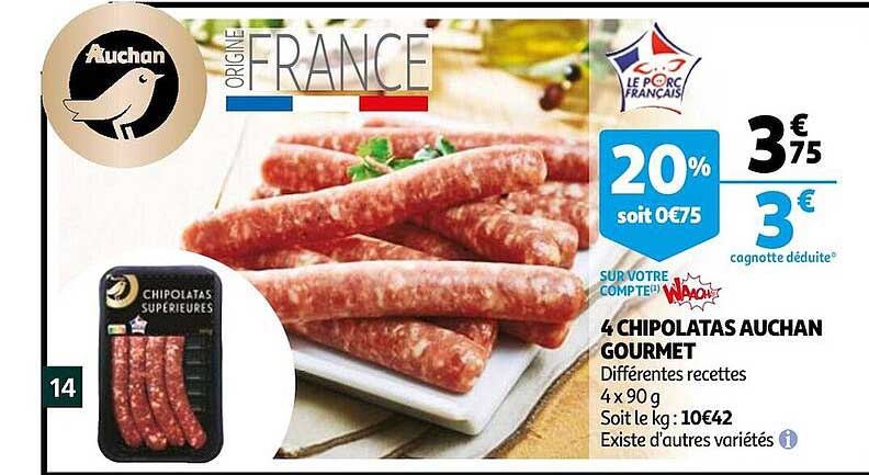 4 Chipolatas Auchan Gourmet