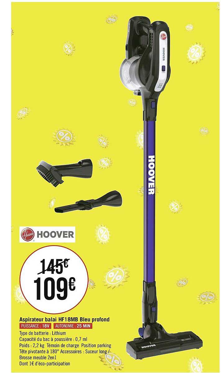 aspirateur balai hf1 8mb bleu profond hoover