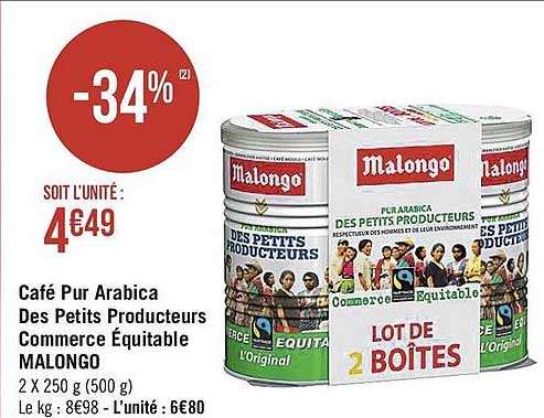 café pur arabica des petits producteurs commerce équitable malongo