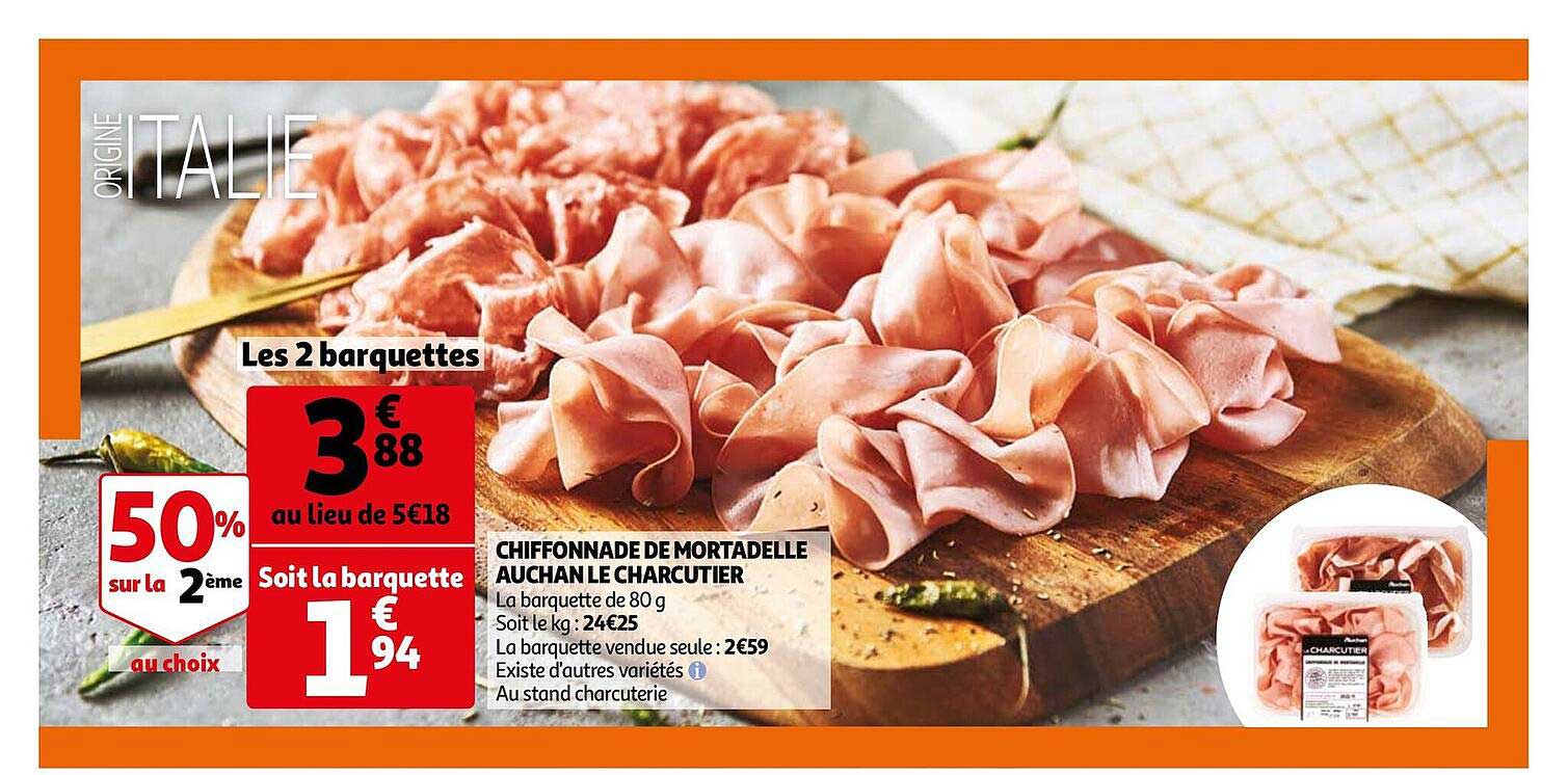 Chiffonnade De Mortadelle Auchan Le Charcutier