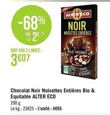 Chocolat Noir Noisettes Entières Bio & équitable Alter Eco