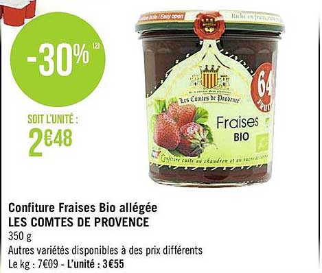 confiture fraises bio allégée les comtes de provence
