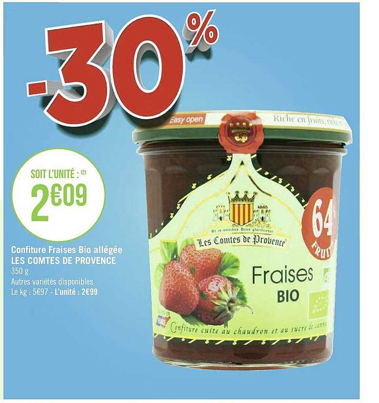 confiture fraises bio allégée les comtes de provence