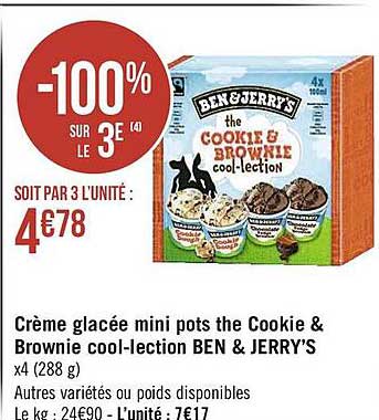 crème glacée mini pots the cookie & brownie cool-lection ben & jerry's