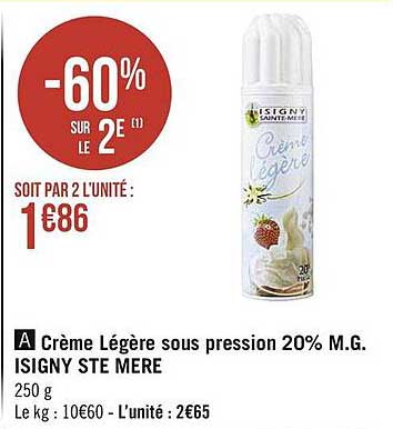 crème légère sous pression 10% m.g. isigny ste mère