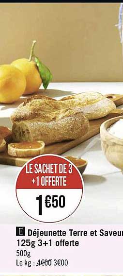 déjeunette terre et saveur 125g 3+1 offerte