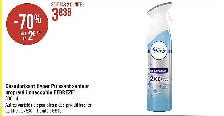 désodorisant hyper puissant senteur propreté impeccable febreze