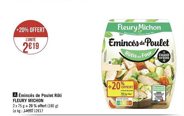 émincés de poulet rôti fleury michon
