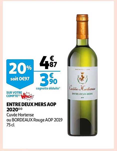 entre deux mers aop 2020 cuvée hortense ou bordeaux rouge aop 2019
