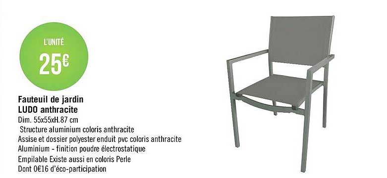 fauteuil de jardin ludo anthracite