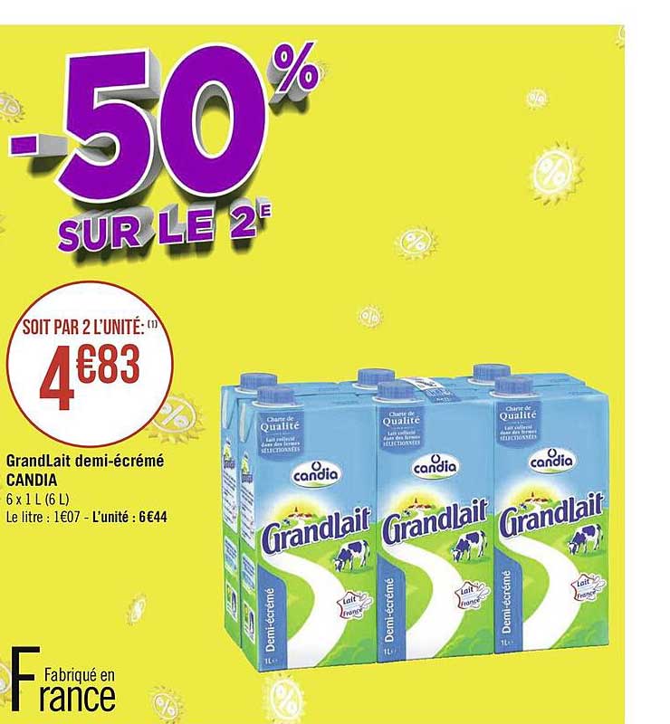 grandlait demi-écrémé candia
