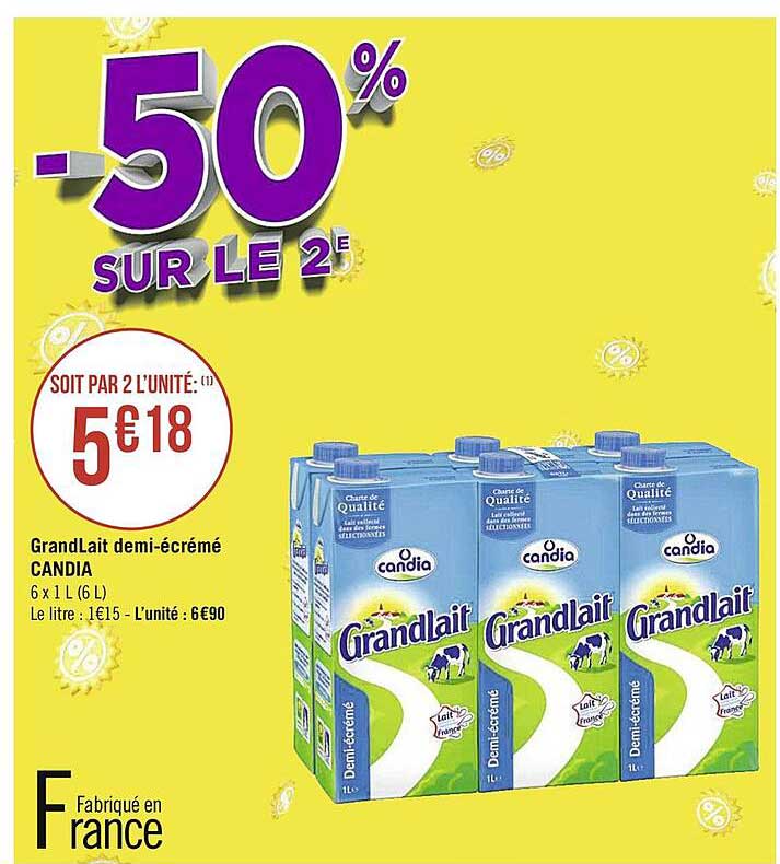 grandlait demi-écrémé candia