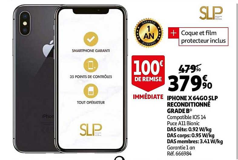 iphone x 64go slp reconditionné grade b