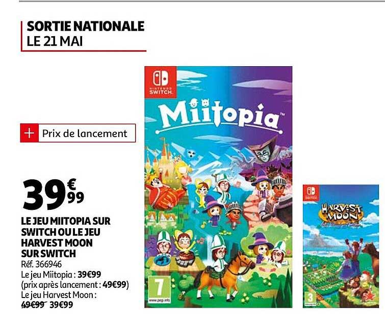 le jeu miitopia sur switch ou le jeu harvest moon sur switch