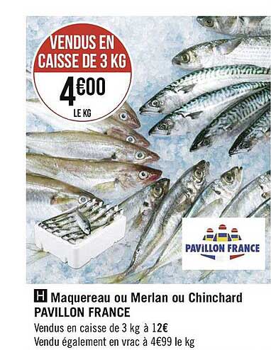 maquereau ou merlan ou chinchard pavillon france