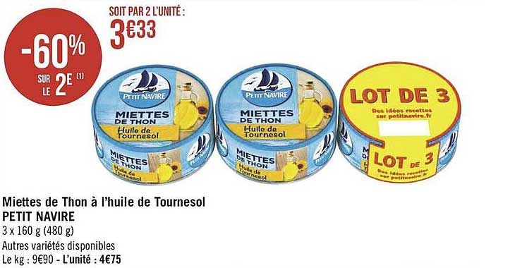 Miettes De Thon à L'huile De Tournesol Petit Navire