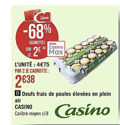 oeufs frais de poules élevées en plein air casino