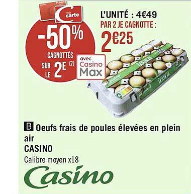 oeufs frais de poules élevées en plein air casino
