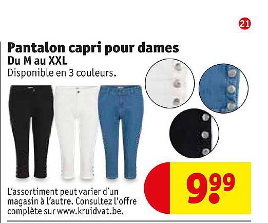 pantalon capri pour dames