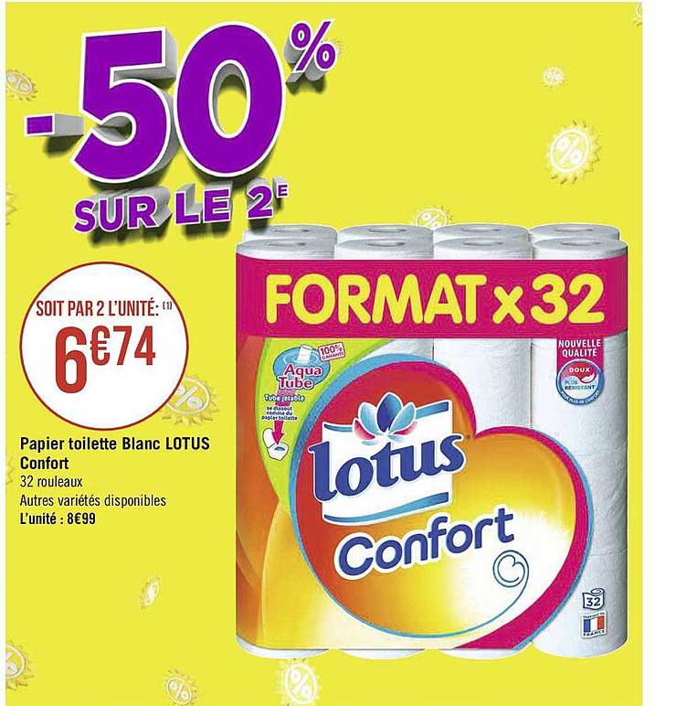 Papier Toilette Blanc Lotus Confort