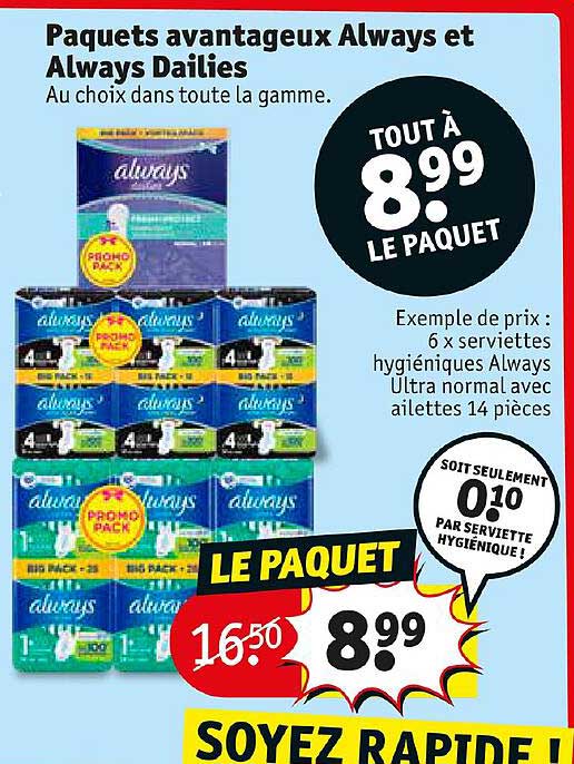 paquets avantageux always et always dailies
