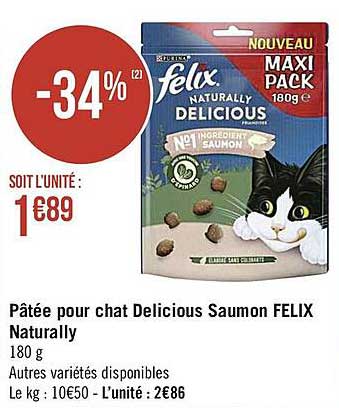 Pâtée Pour Chat Delicious Saumon Felix Naturally