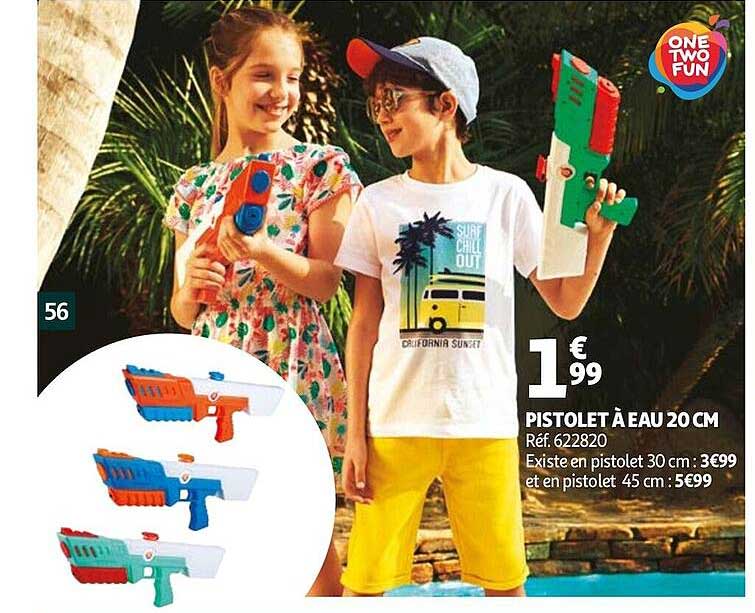 pistolet à eau 20 cm one two fun