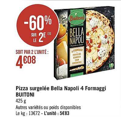 Pizza Surgelée Bella Napoli 4 Formaggi Buitoni