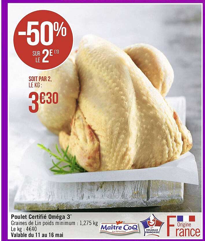 poulet certifié oméga 3 maître coq