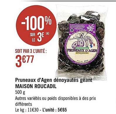pruneaux d'agen dénoyautés géant maison roucadil
