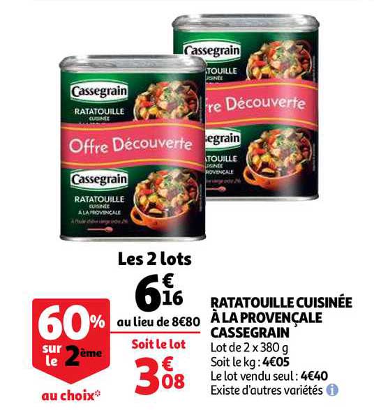 Ratatouille Cuisinée à La Provençale Cassegrain