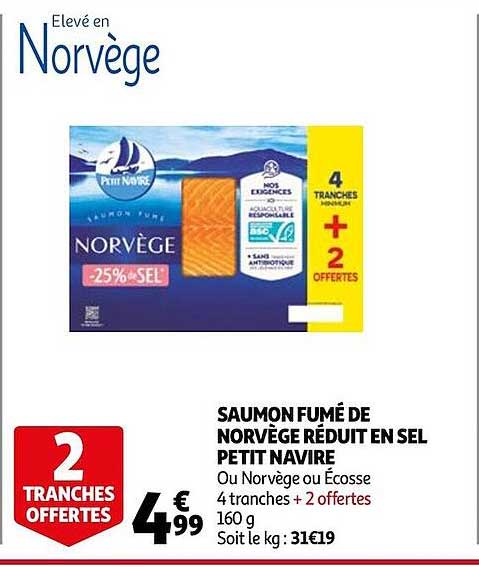 saumon fumé de norvège réduit en sel petit navire