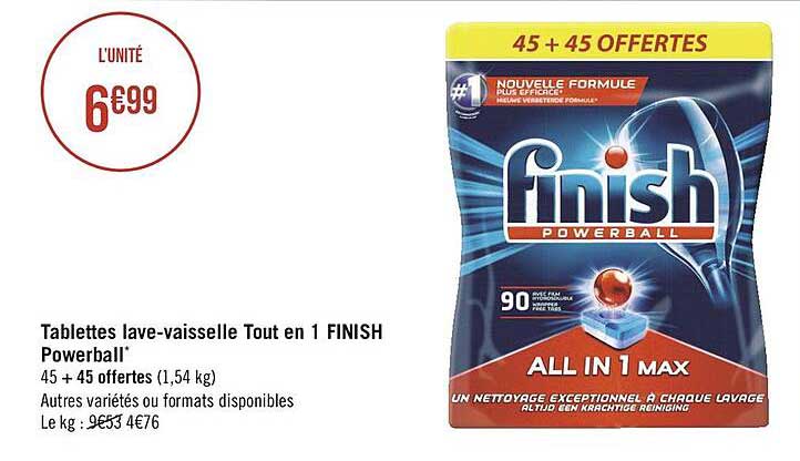 tablettes lave-vaisselle tout en 1 finish powerball