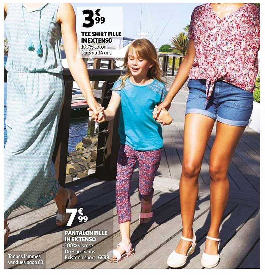 tee shirt fille in extenso, pantalon fille in extenso