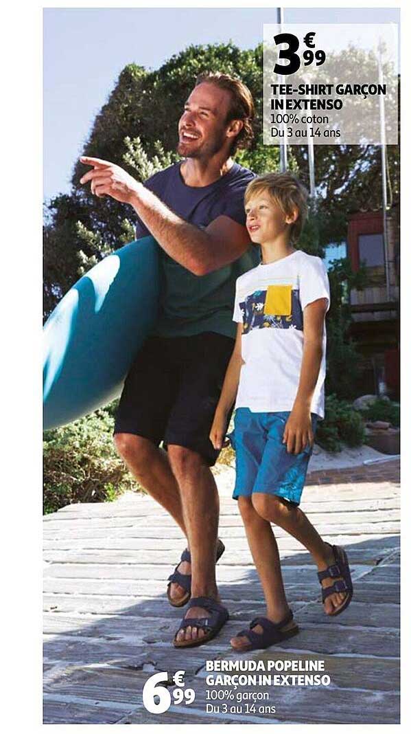 tee-shirt garçon in extenso, bermuda popeline garçon in extenso