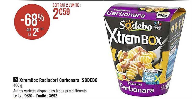 xtrembox radiadori carbonara sodebo