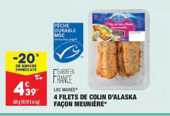 4 filets de colin d'alaska façon meunière loc marée
